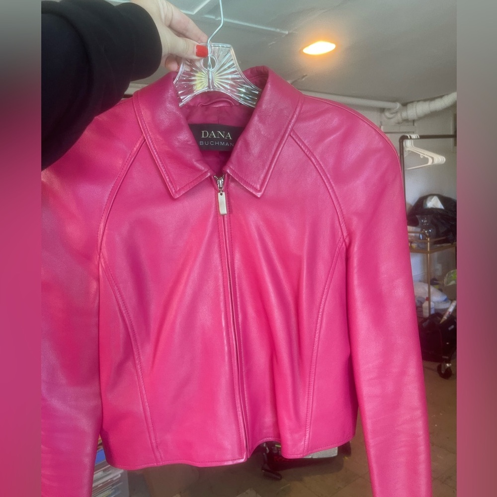 Dana Buchman Pink Leather Jacker (6)
